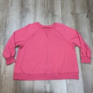 LIVi‎ Cropped Pink Long Sleeve Crewneck Soft Pullover Workout Top Size 22/24